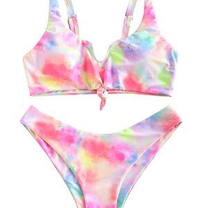 Women's Padded High Cut Two Pieces Bikini Swimsuit